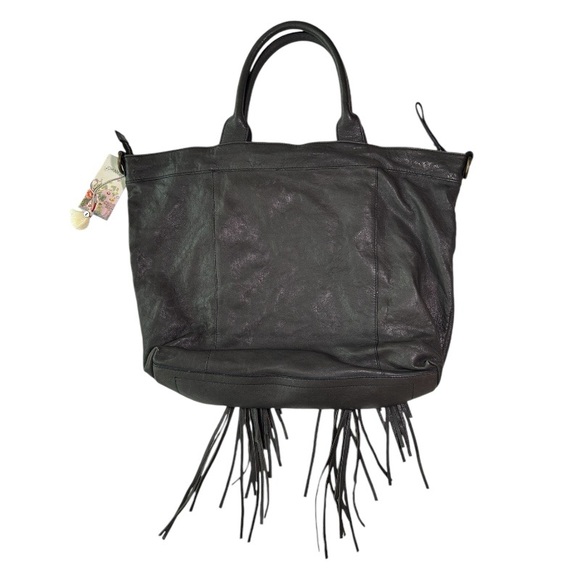 $495 Johnny Was Goatskin Leather Fringe Tote X Large Purse Italy Crossbody NWT - Picture 6 of 12